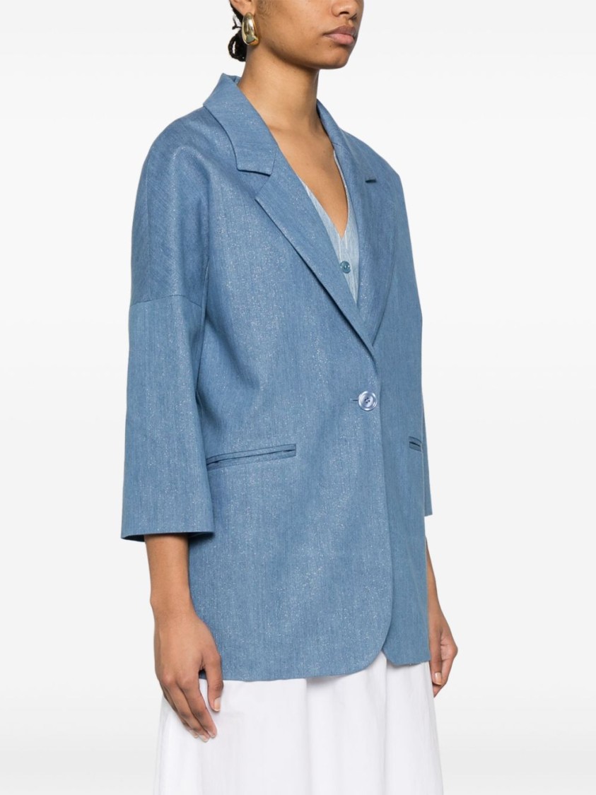 Tagliatore Single Button Blue Coat With Relaxed Silhouette In Blue