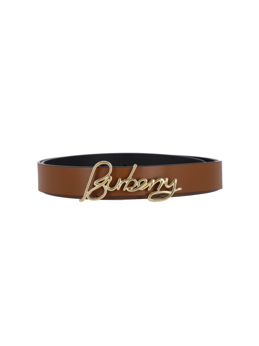Burberry Reversible Leather Signature Belt In Black