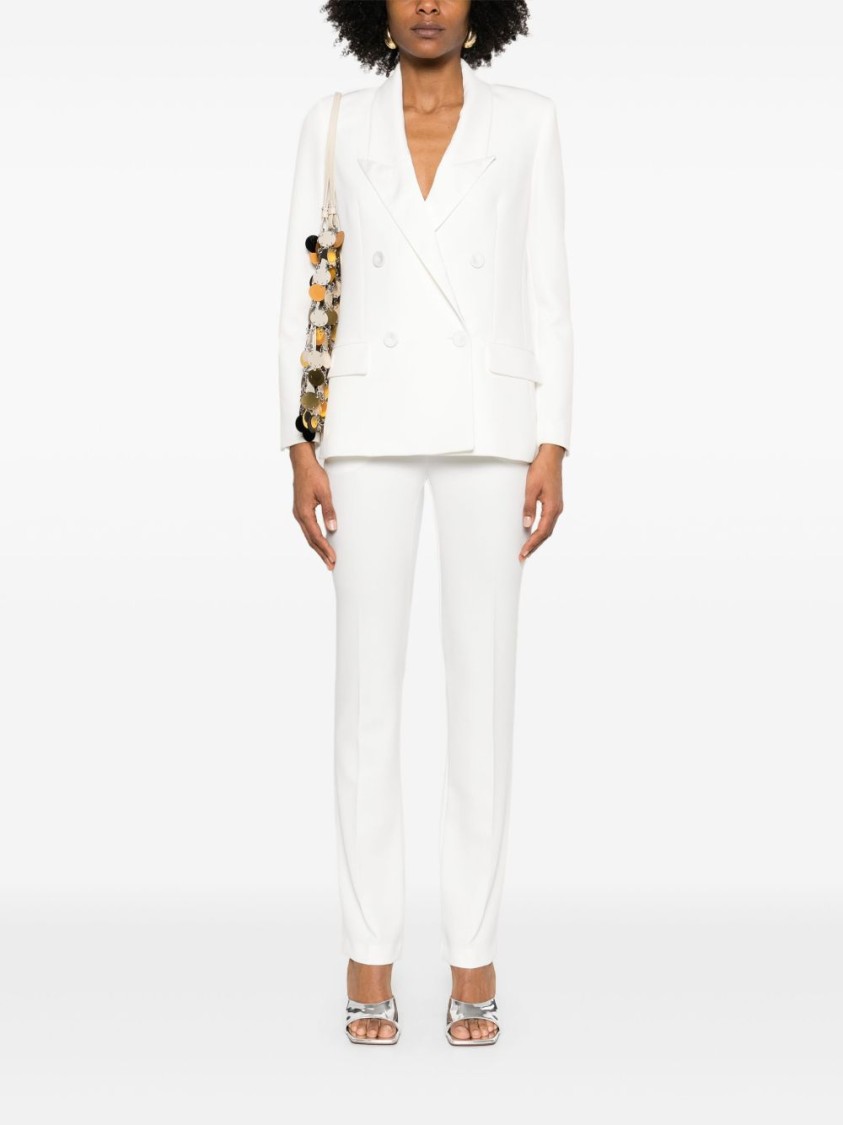 Shop Patrizia Pepe Double-breasted Tailored Blazer In White
