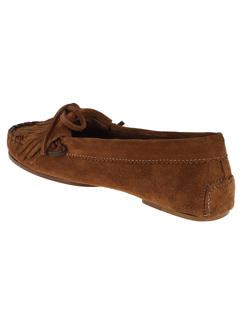 Shop Paris Texas Brown Suede Loafers With Stylish Fringes