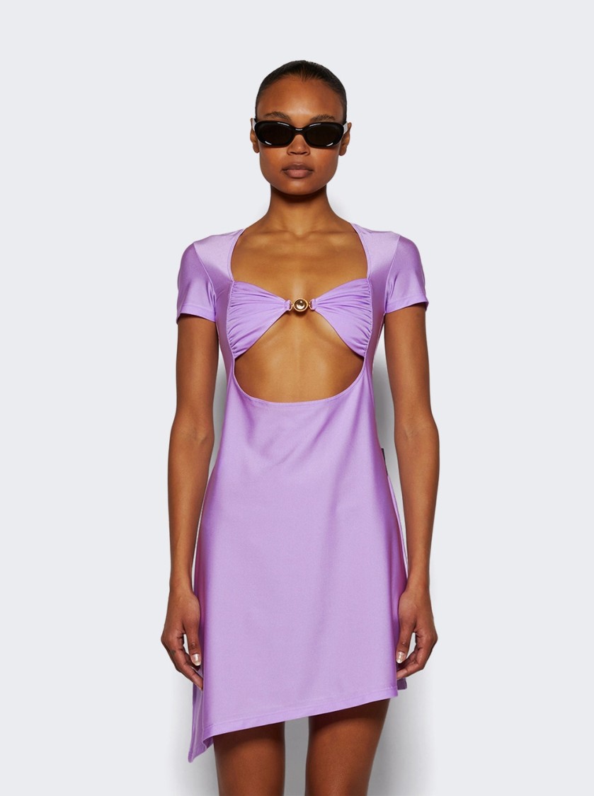 Marine Serre Draped Jersey Open Chest Dress Sweet Lilac In Purple