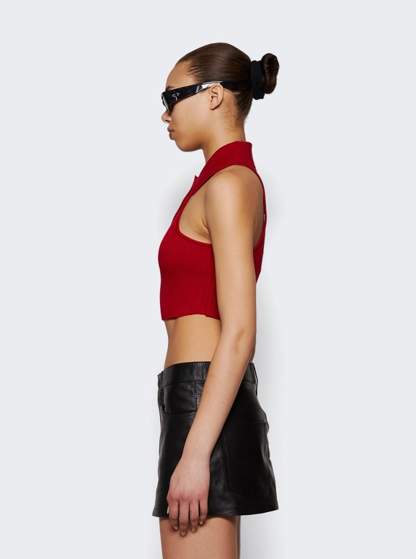 Shop Courrèges Scuba Rib Knit Top Ruby In Red