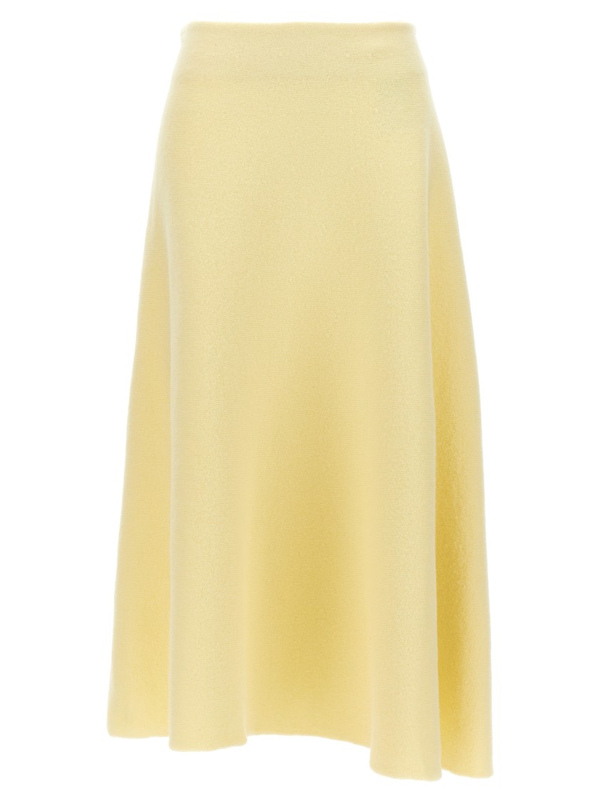 Jil Sander Flared Wool Skirt With Discreet Zipper Closure In Yellow