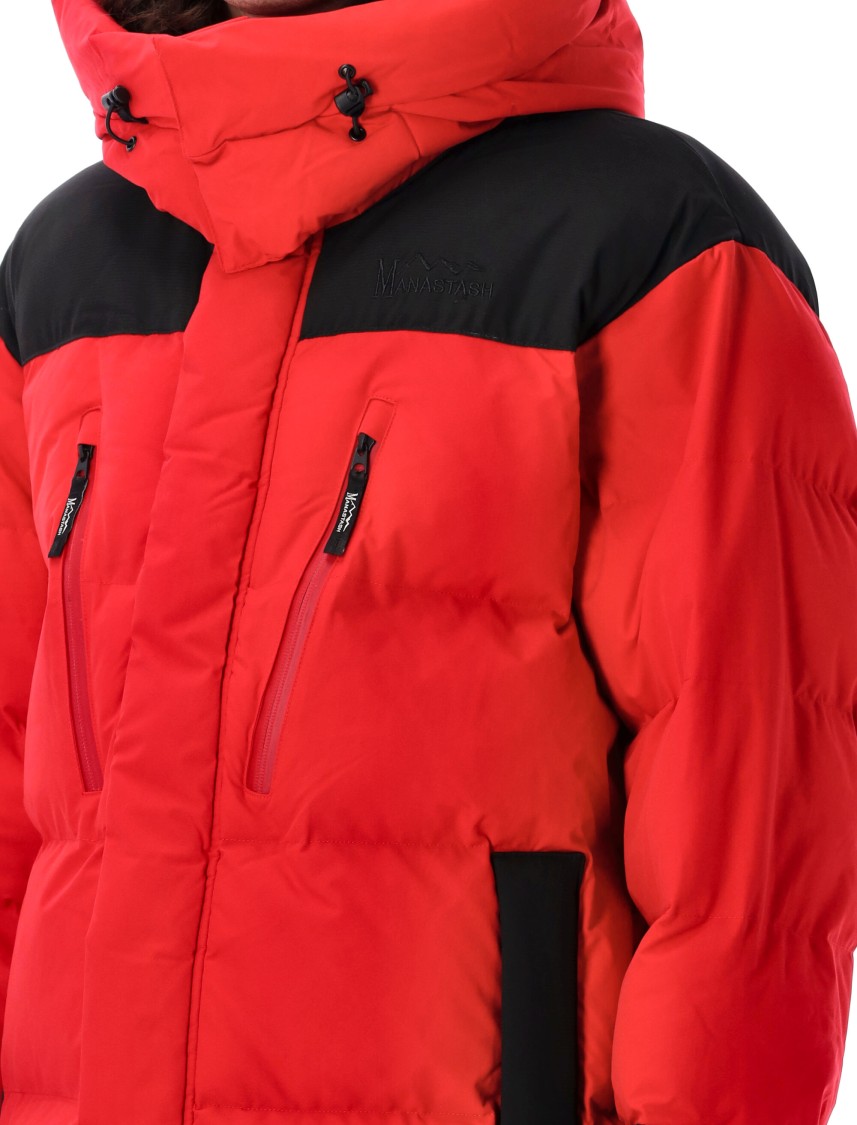 Manastash Monster Padded Hooded Jacket In Red