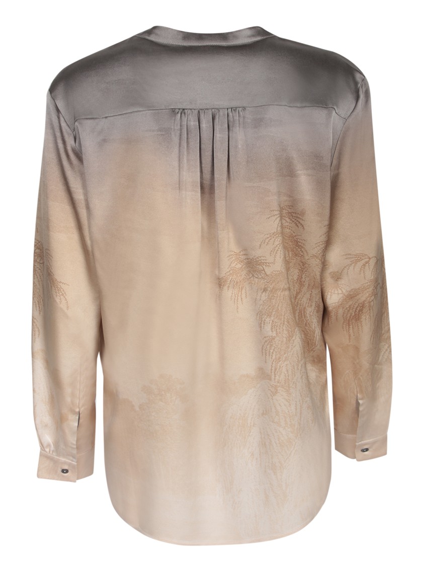 Shop Pierre-louis Mascia Beige Top With Deep V-neckline In Neutrals