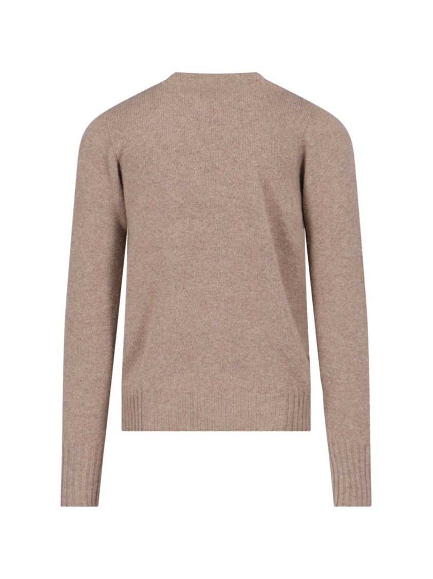 Drumohr Crewneck Sweater In Beige Wool Ribbed Trim In Brown