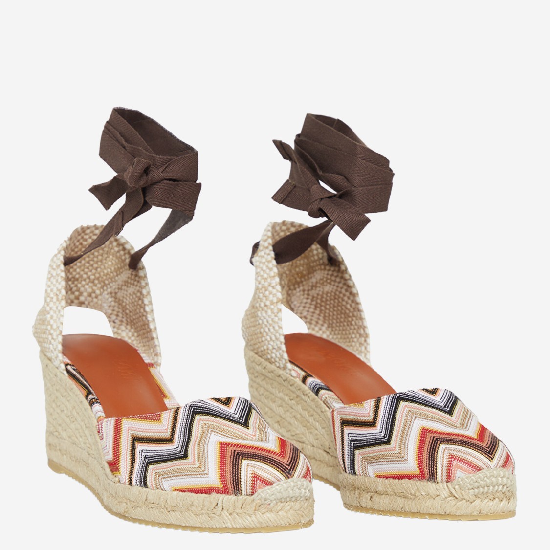 Shop Missoni Espadrilles With Zig Zag Pattern And High Wedge Design