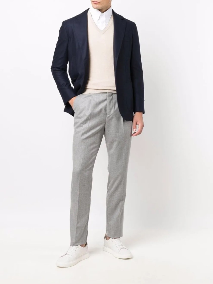Brunello Cucinelli Tailored Grey Trousers With Subtle Pleat Detail In Gray