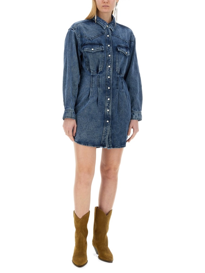 Isabel Marant Liliko Denim Shirt Minidress In Blue