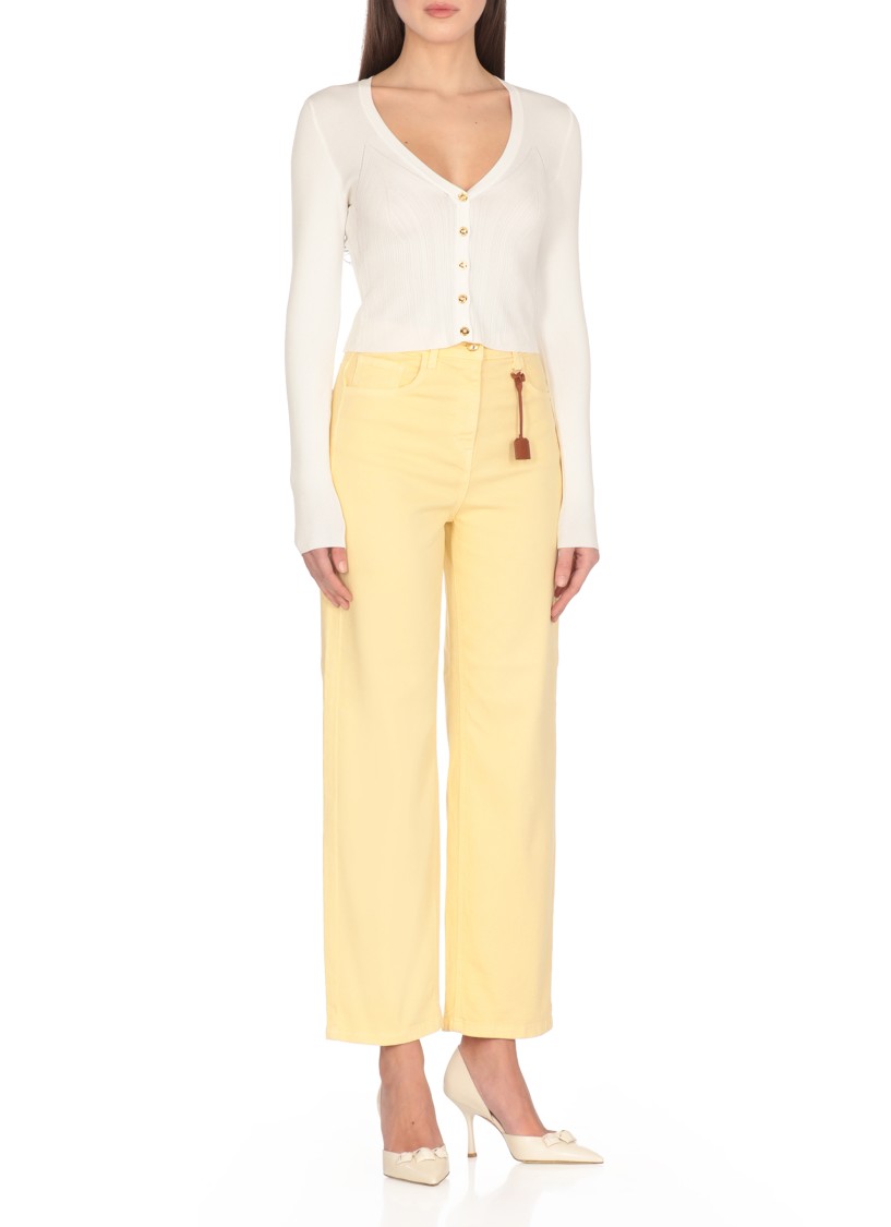 ELISABETTA FRANCHI ELISABETTA FRANCHI IVORY VISCOSE BLEND CARDIGAN