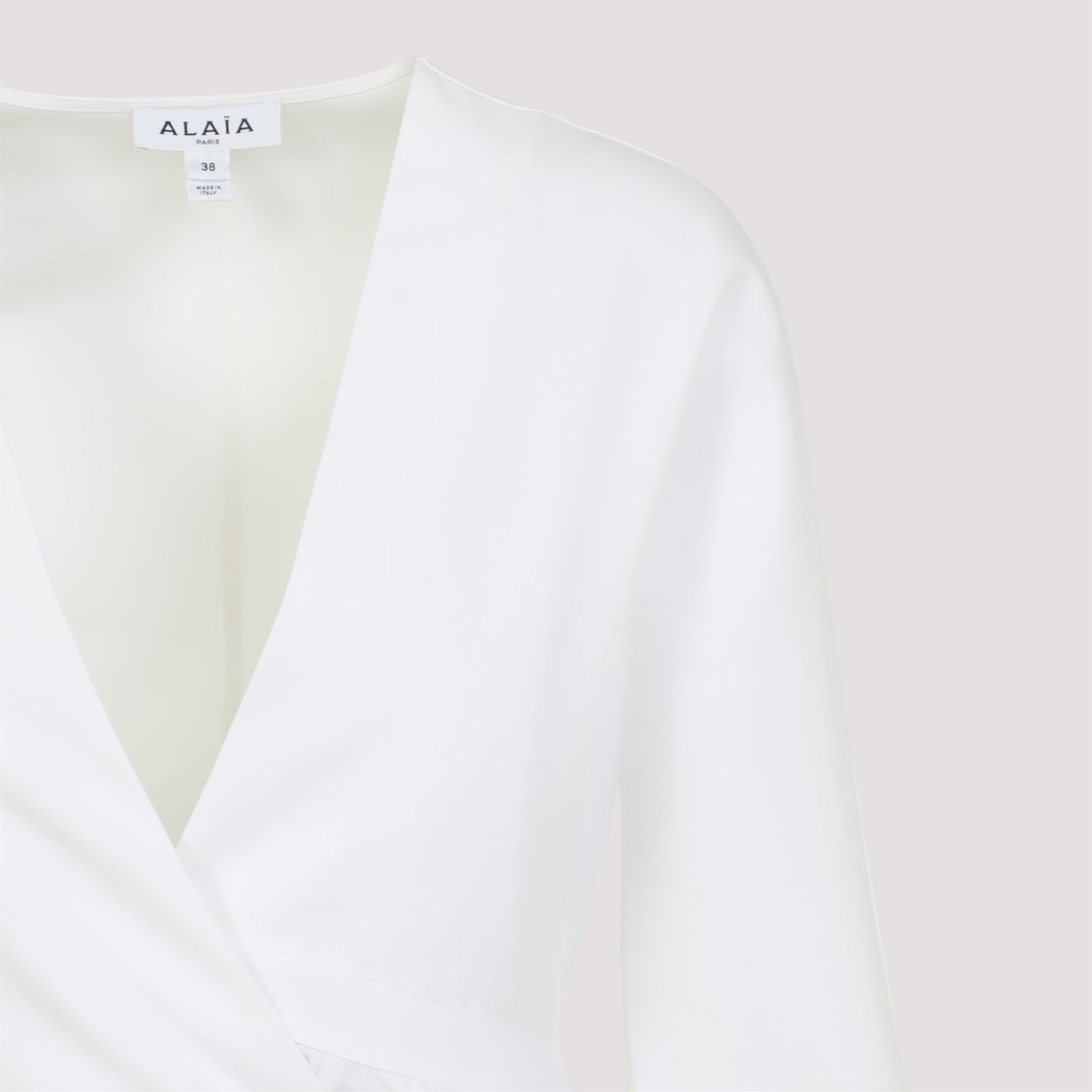 Shop Alaïa Wrap Design Mini Dress In Pure Cotton In White
