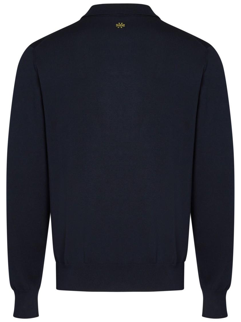 Jacob Cohen Buttoned Placket Polo With Ribbed Collar In Blue