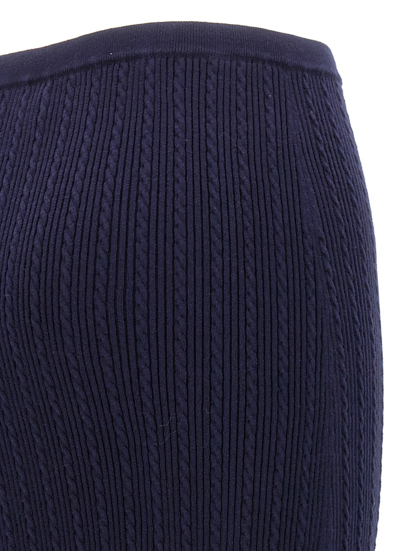 Alessandra Rich Knitted Pencil Skirt In Blue