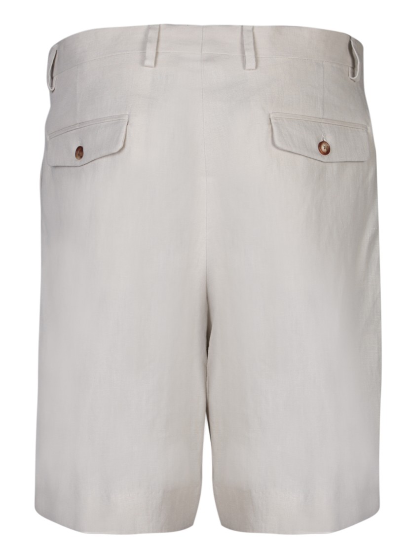 Lardini Tailored Linen Shorts With Side Pockets In Neutrals