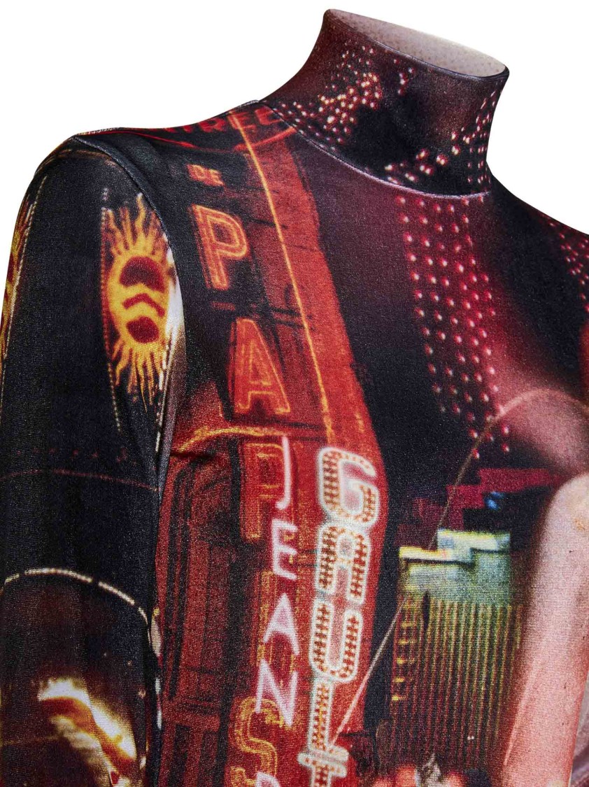 Jean Paul Gaultier The Velvet Pigalle High-neck Bodysuit In Red