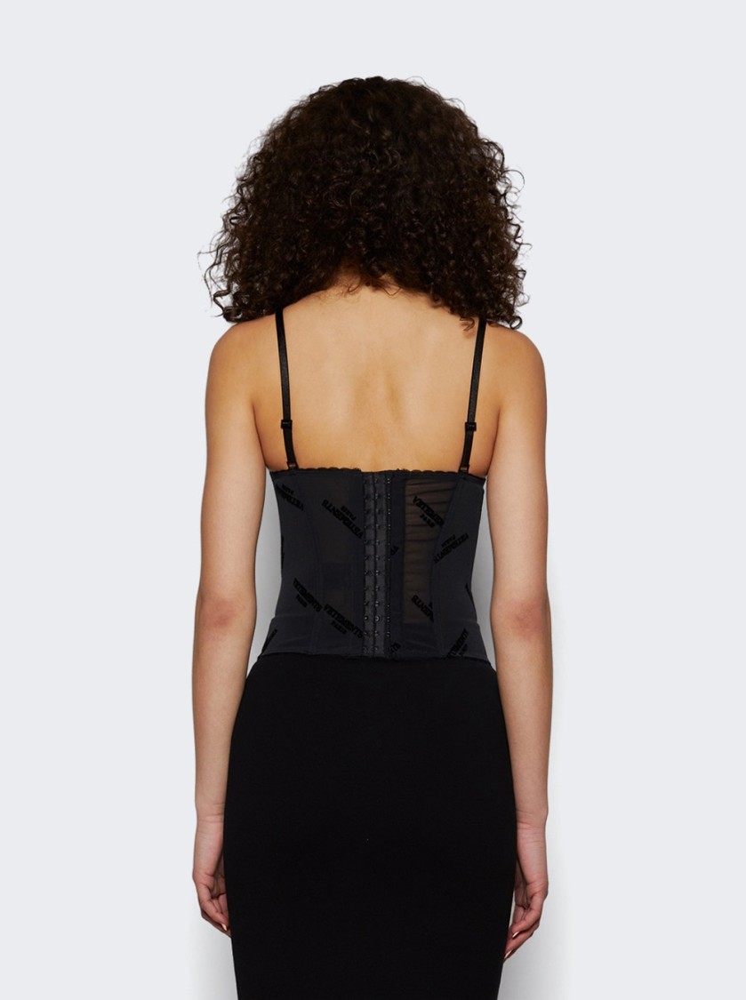 Vetements Metalized Wrinkled Corset Top Grey Check In Gray