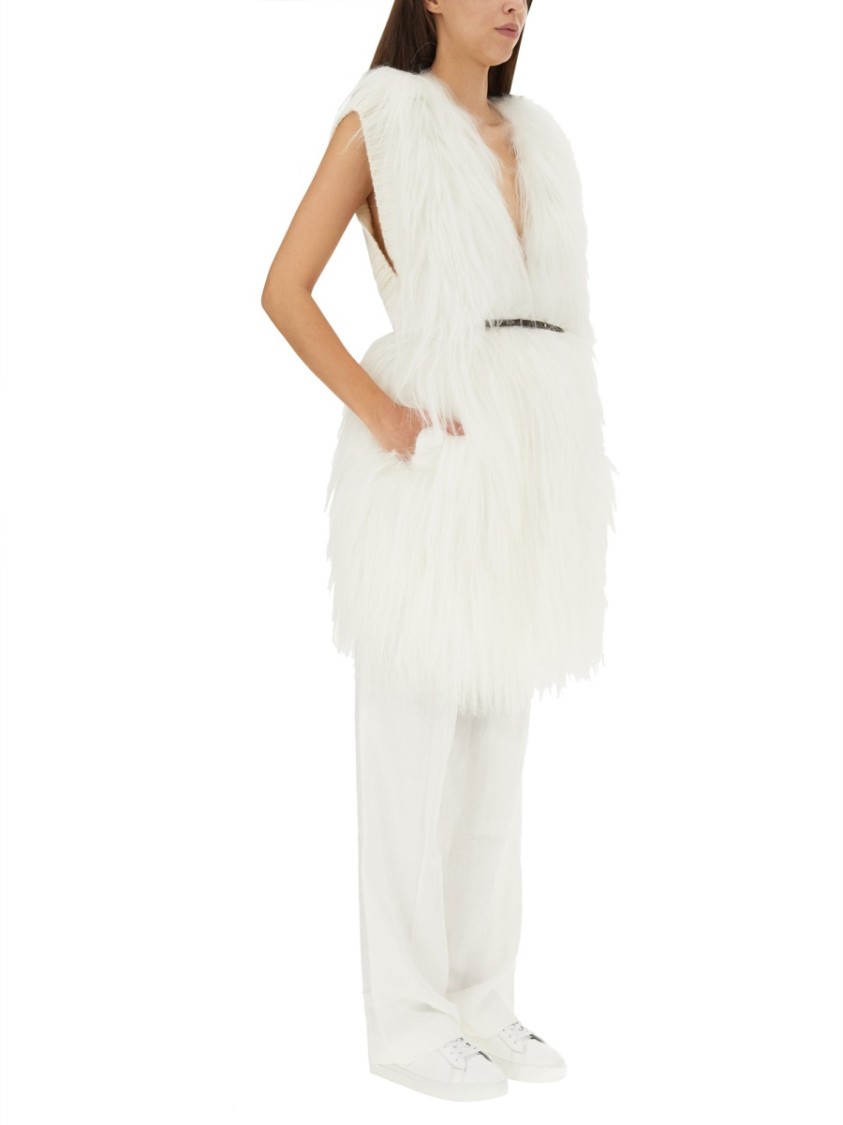 Shop Fabiana Filippi Fluffy White Fur Vest