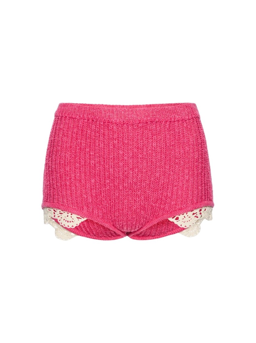 Magda Butrym Mini-length Knit Shorts With Lace Crochet Hem