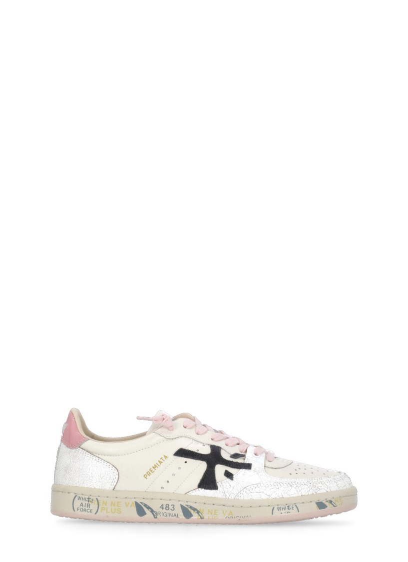 Shop Premiata Ivory Istrice Leather Sneakers