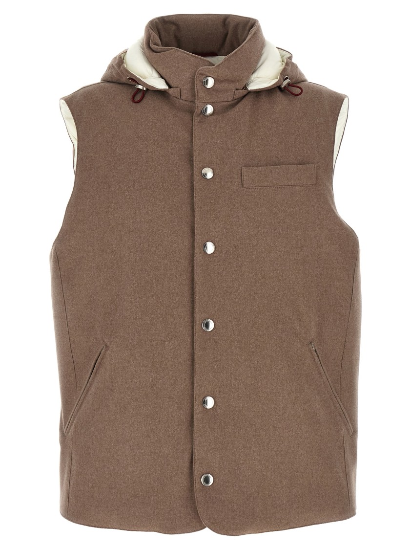 Brunello Cucinelli Padded Wool Vest In Brown