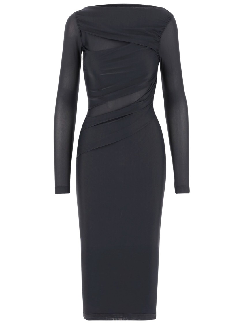 Shop Pinko Stretch Jersey Long Dress In Black