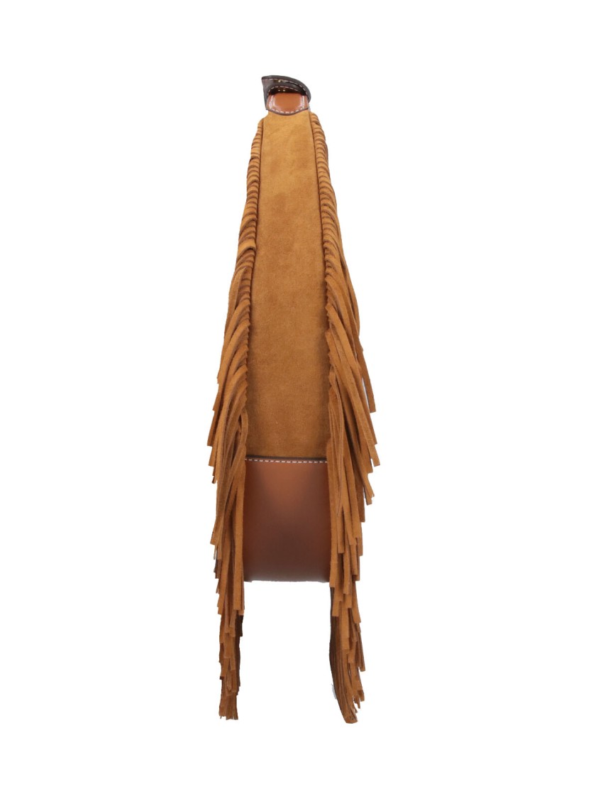 STAUD STAUD CRESCENT-SHAPED BROWN SUEDE BAG