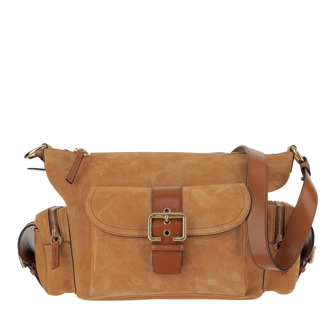 Shop Chloé Suede Camera Bag In Brown