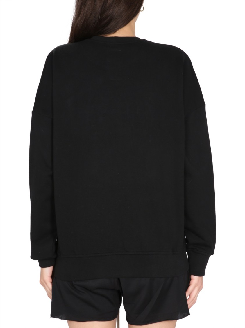 Champion X Rick Owens Oversized Black Sweatshirt With Logo Embossing In Black