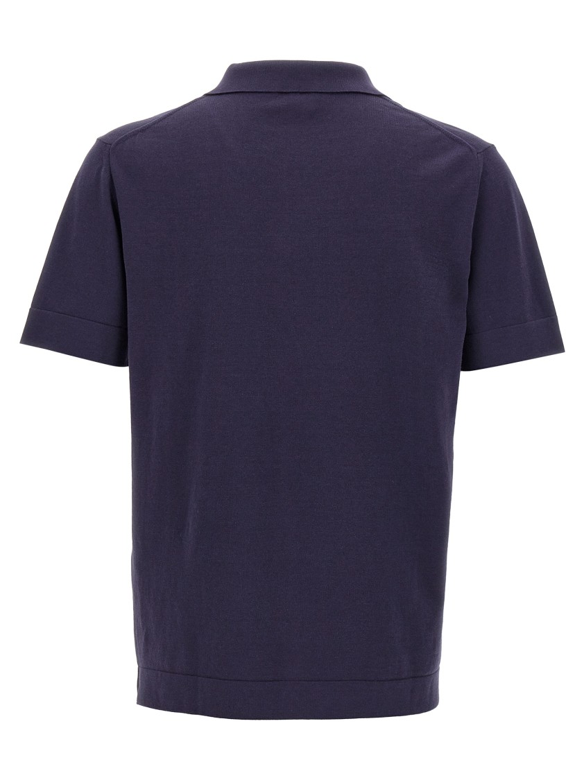 Brioni Men's Cotton And Silk Johnny Collar Polo Shirt In Blue