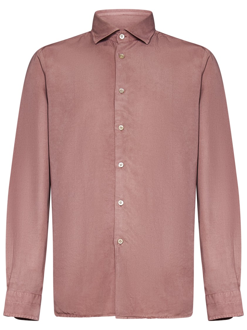 Boglioli Garment-dyed Long-sleeved Shirt With Classic Collar