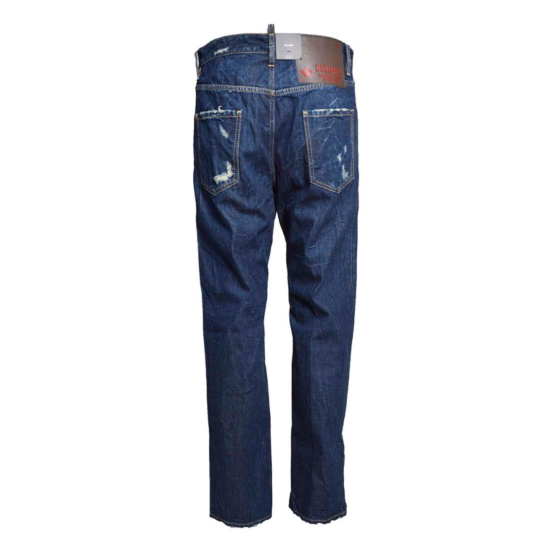Dsquared2 Blue Jeans With Belt Loops And Logo Patch On The Rear In Black