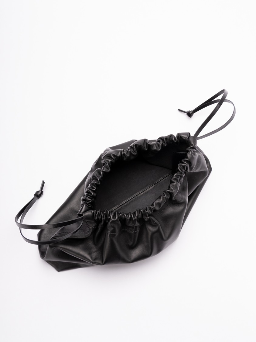 Jil Sander 'curve Medium' Black Shoulder Bag With Embossed Logo On The Front And Curved Design
