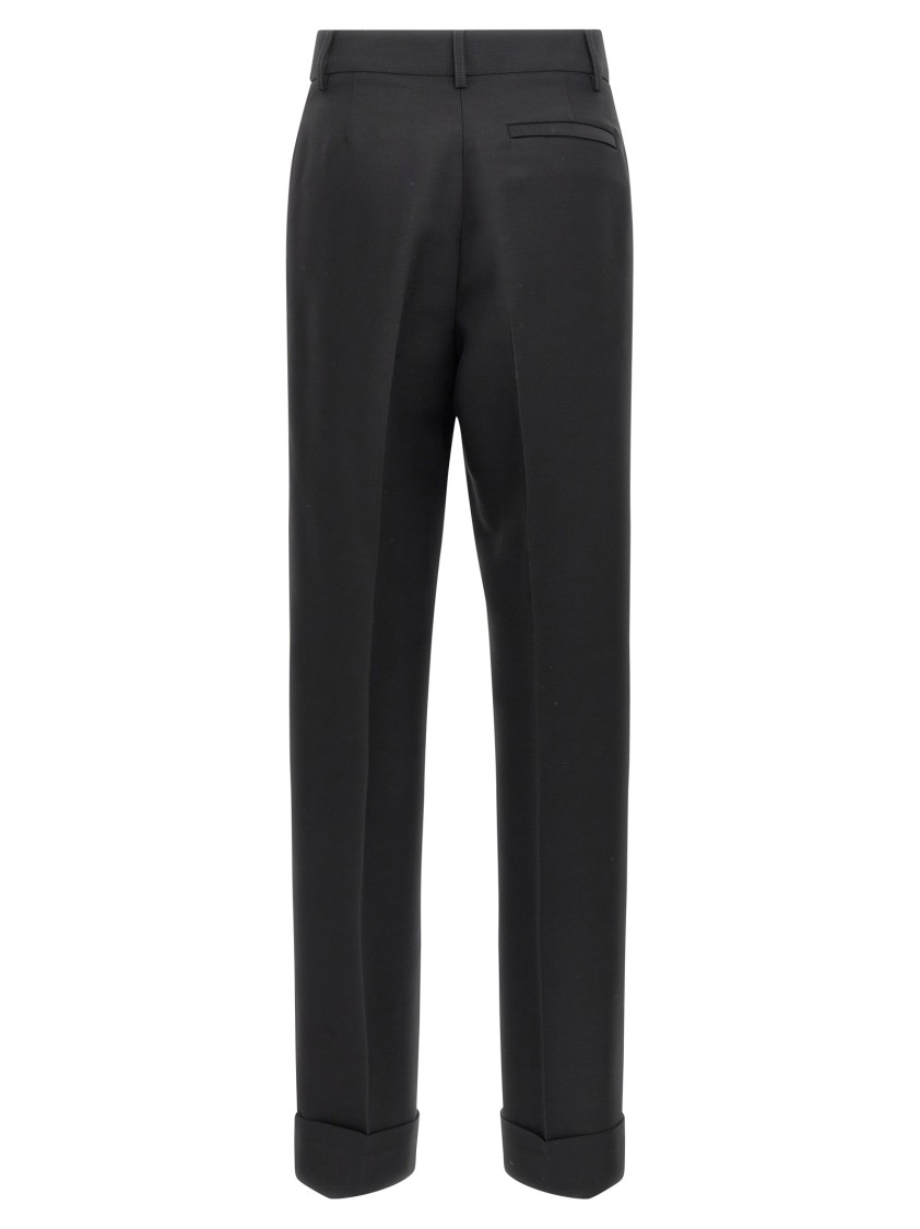 Ferragamo Stretched Pleated Trousers In Black