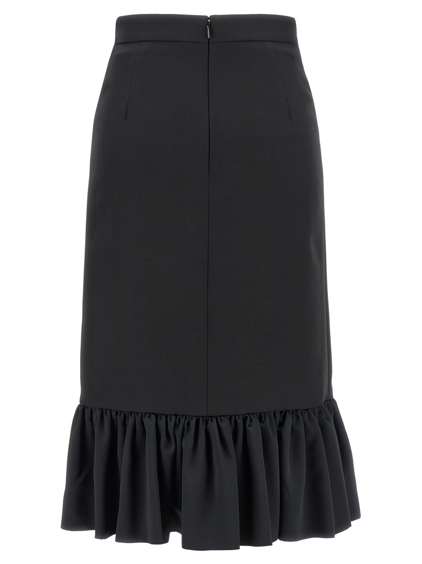 Valentino Black Crepe Couture Skirt In Multi