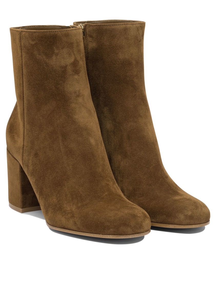 Gianvito Rossi Mid-height Suede Ankle Boots In Brown