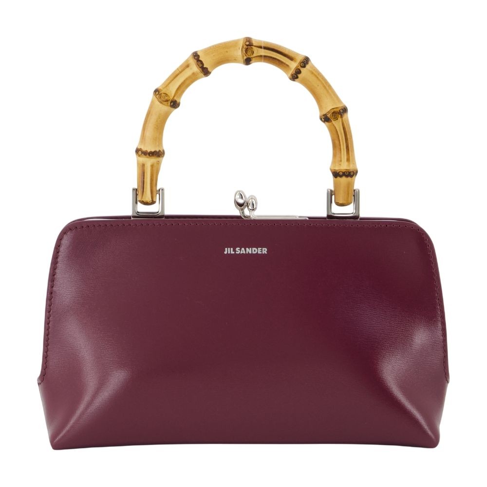 Jil Sander Goji Mini Bamboo Purse - Leather - Burgundy In Black