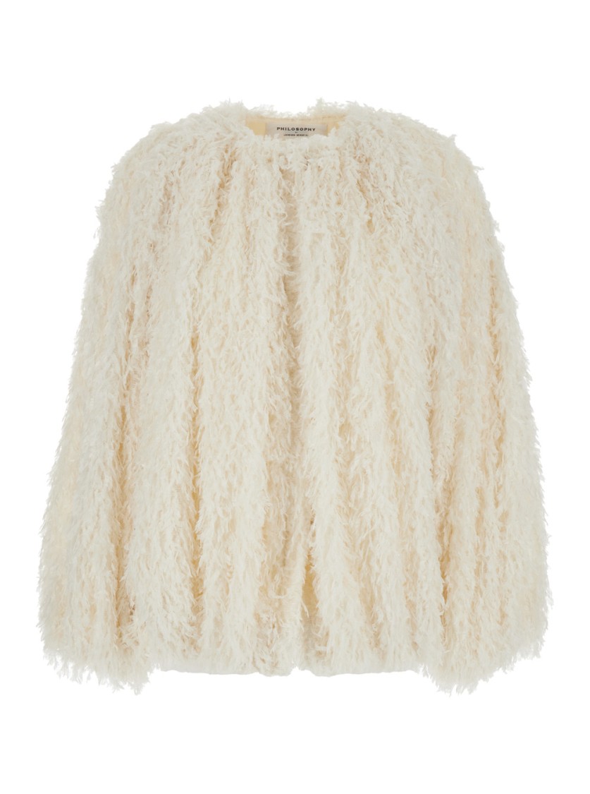 PHILOSOPHY DI LORENZO SERAFINI PHILOSOPHY DI LORENZO SERAFINI WHITE JACKET WITH HIDDEN CLOSURE