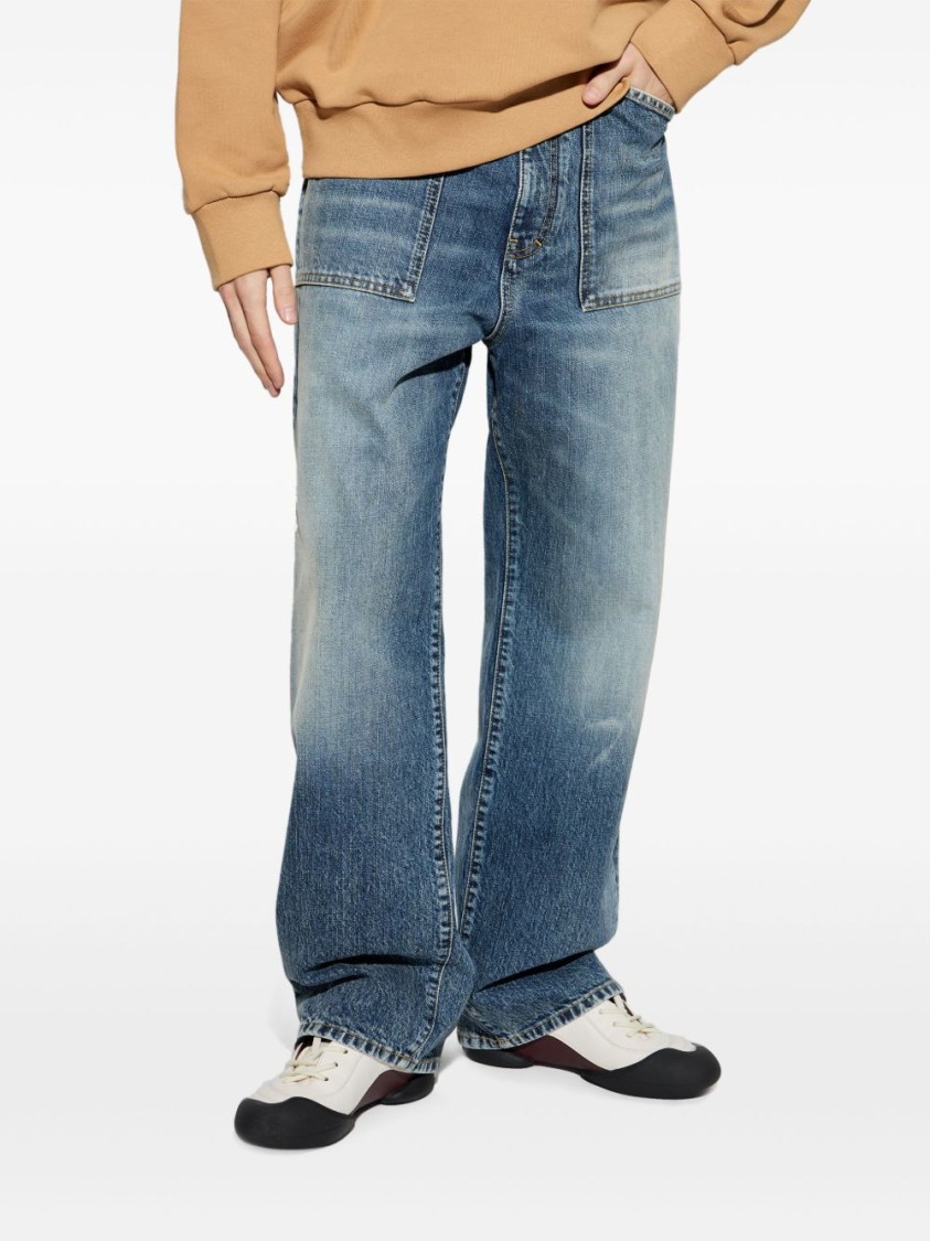 Givenchy Straight Trousers With Belt Loops And Pockets In Blue