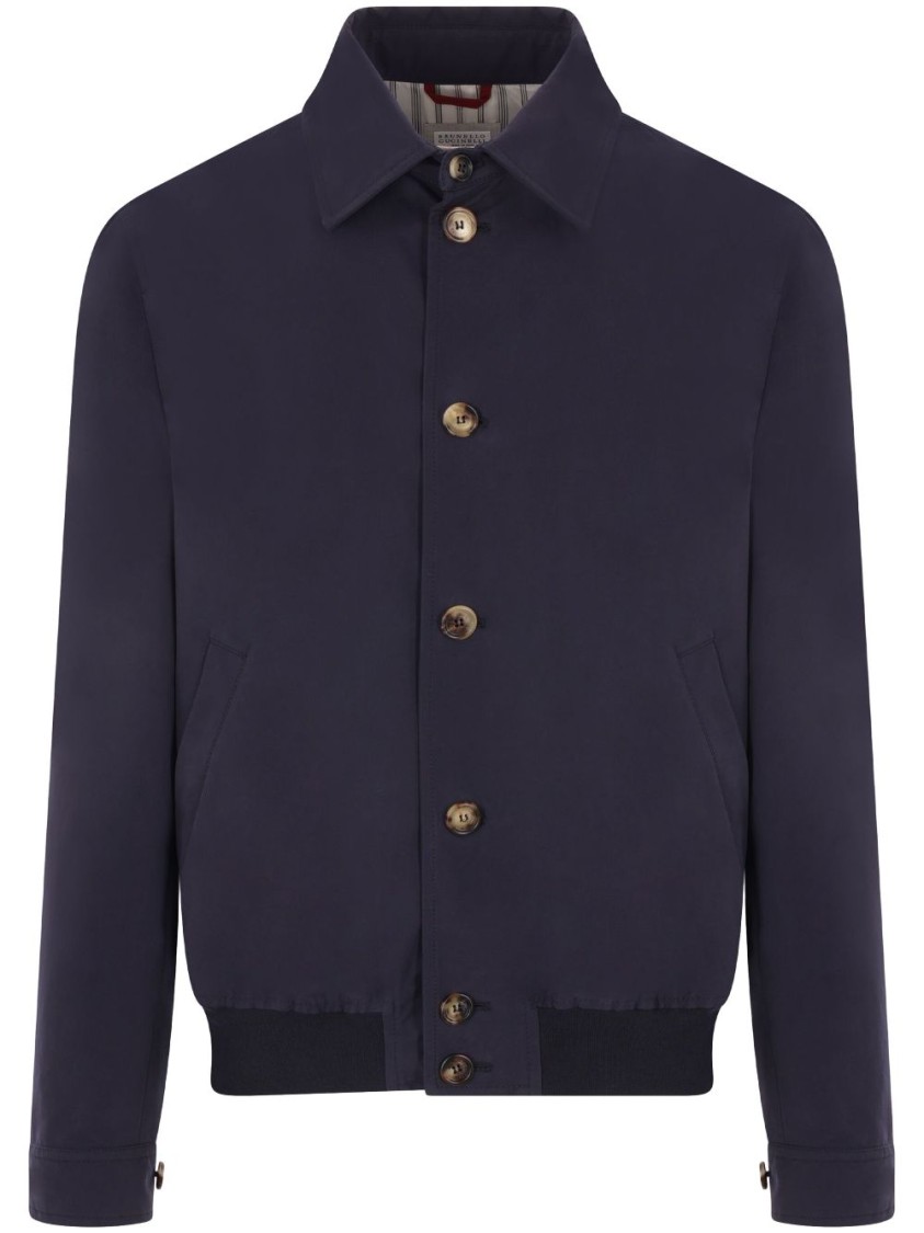 Brunello Cucinelli Tailored Blue Jacket With Classic Button-up Design And Side Pockets In Blue