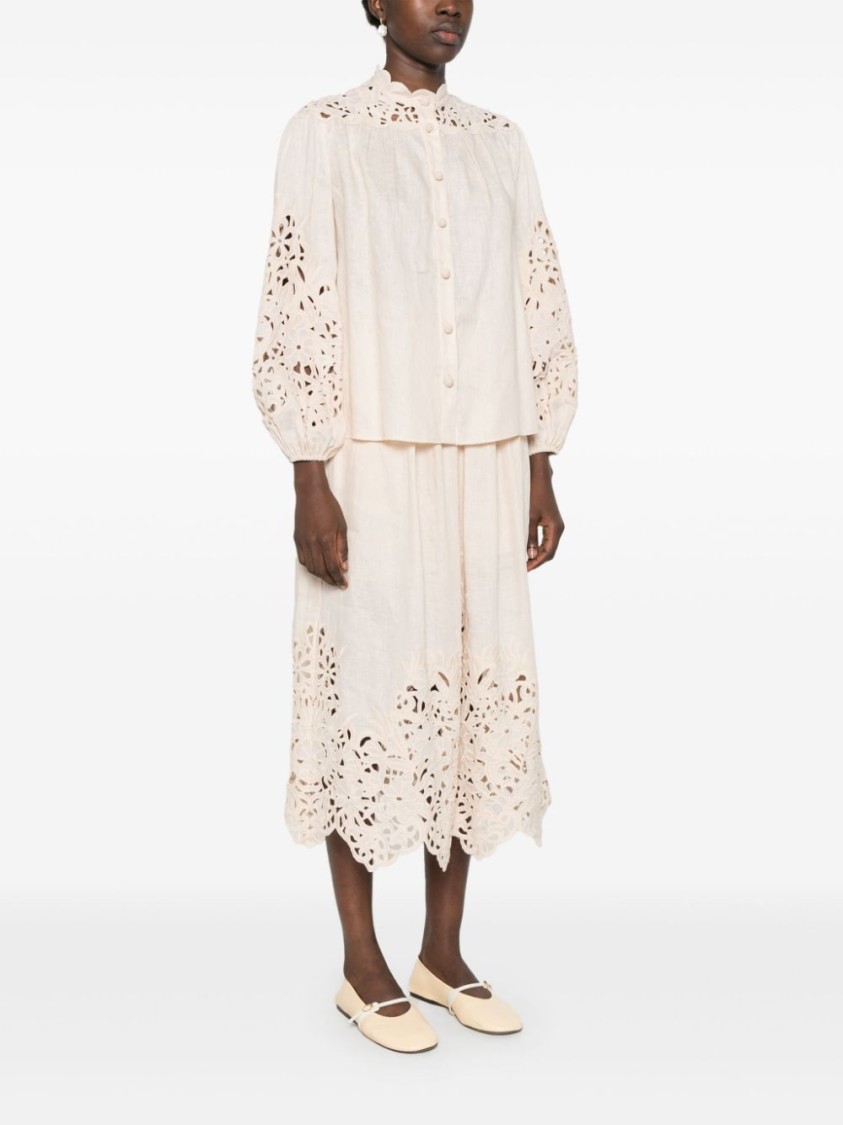 Zimmermann Womens  Wylie Embroidered Linen Blouse In Neutrals