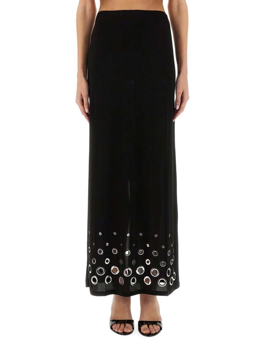 Shop Rabanne Long Jersey Skirt In Black
