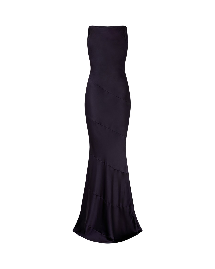 Serena Bute Silk Spiral Evening Dress - Midnight Navy In Blue