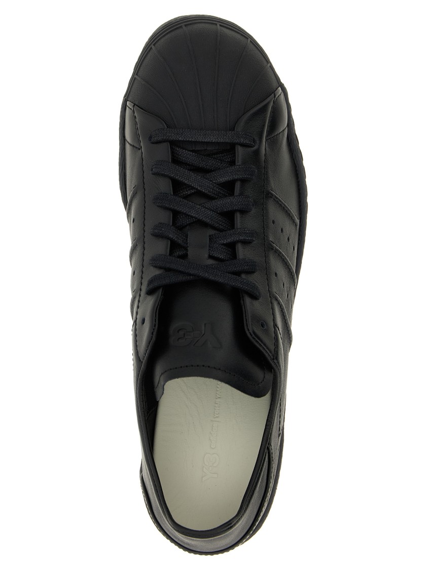 Y-3 Leather Low-top Perforated Sneakers In Blue | ModeSens