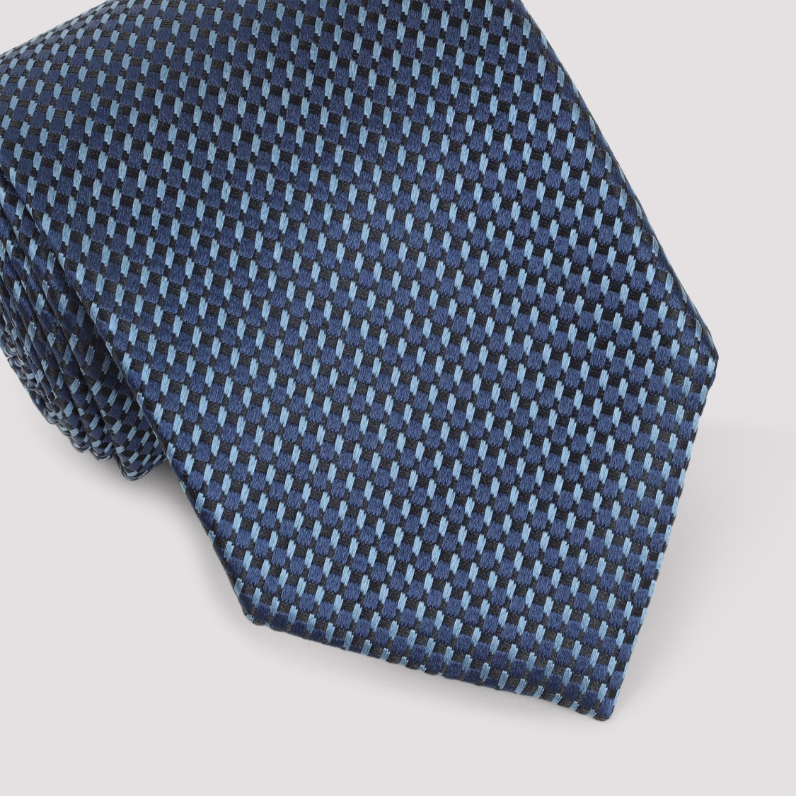 Tom Ford Silk Tie With Textured Pattern In Blue