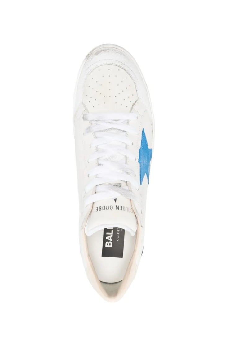 Golden Goose Deluxe Brand Low-top White Leather Sneakers With Blue Star Accent