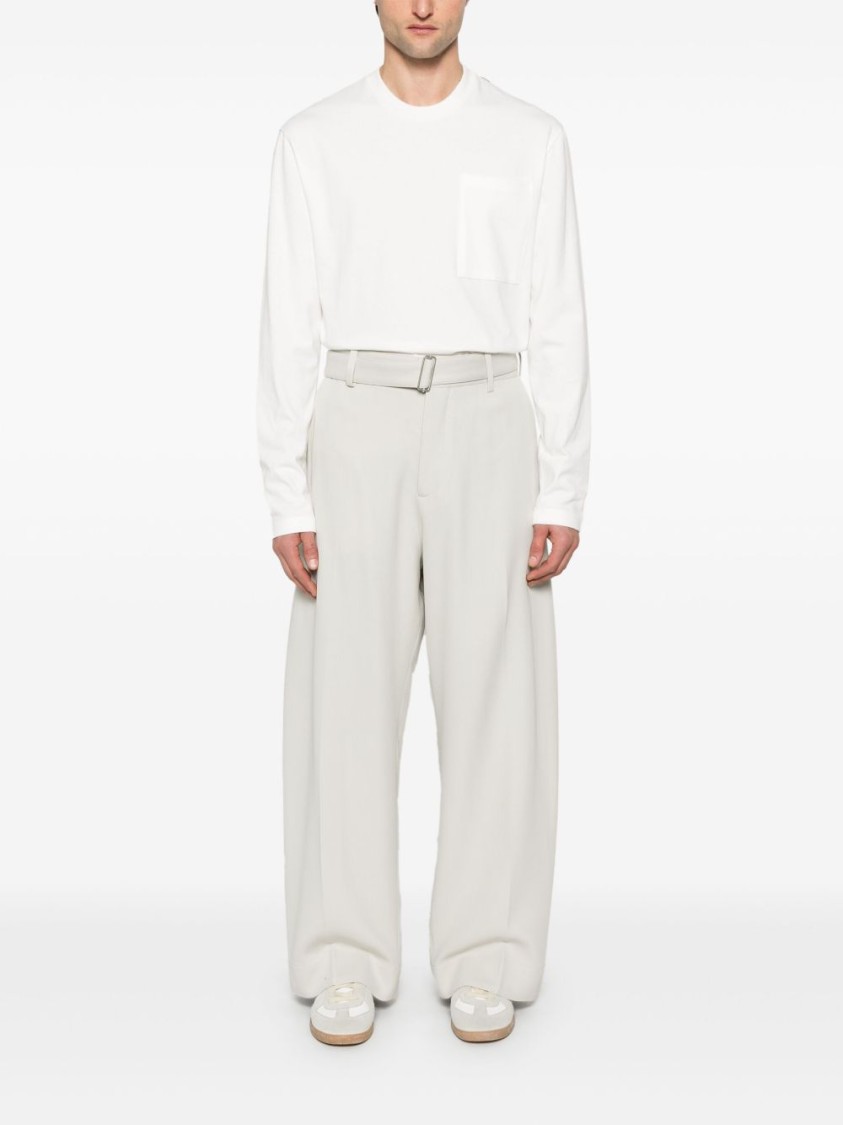 Jil Sander Long-sleeved Cotton Jersey T-shirt With Logo Detail In White