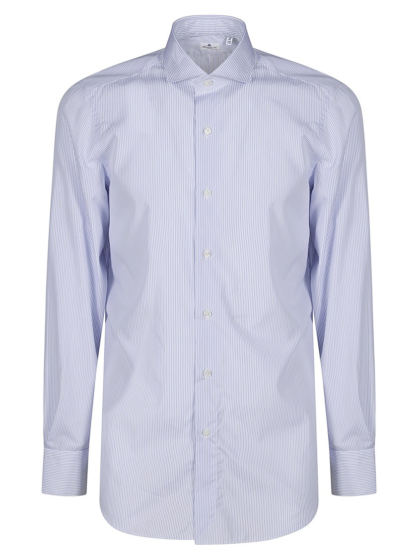 Finamore 1925 Finamore Tailored White Cotton Shirt With Classic Button-down Collar In Gray
