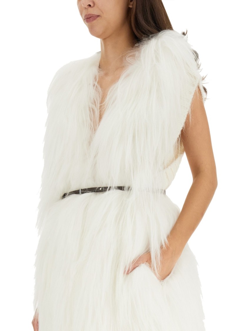 Shop Fabiana Filippi Fluffy White Fur Vest