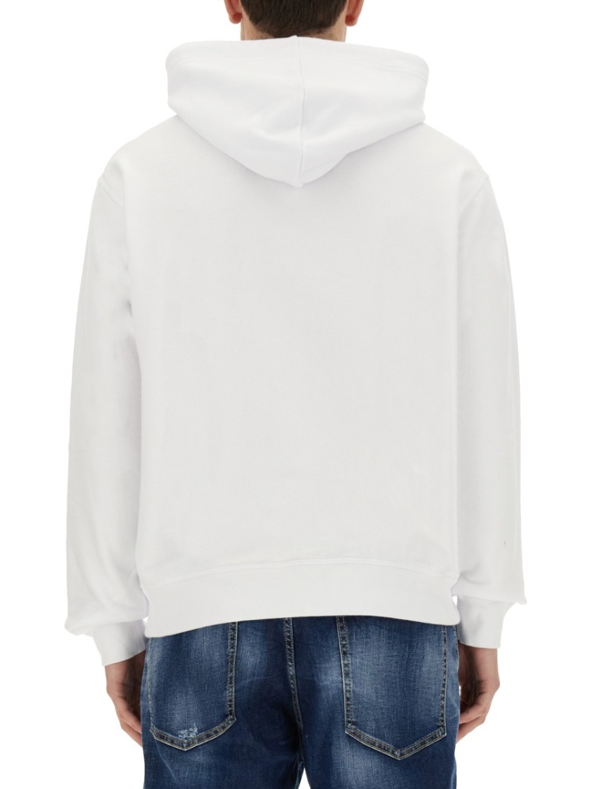 Dsquared2 Men Cotton Sweatshirt With Frontal Print In White