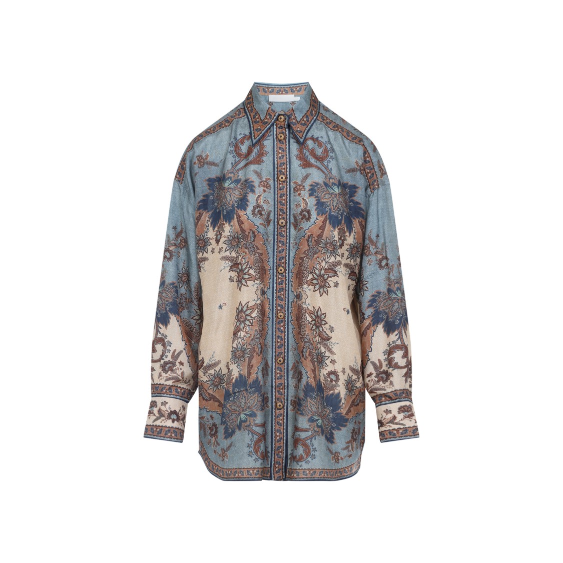Shop Zimmermann Ascension Blue Silk Shirt